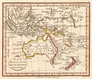 Australia y Nueva Zelanda. Nueva Holanda. Mapa.