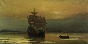 El Mayflower a su llegada al puerto de Plymouth, 1882