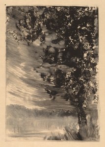 Paisaje a la luz de la luna con árbol a la derecha de William Fowler Hopson