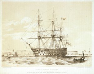 HMS "Victory", finales del siglo XVIII-principios del XIX (litografía coloreada) de William Frederick Mitchell