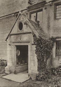 Puerta, Porche en Cap Mill, Painswick, Gloucestershire (foto en b/n)