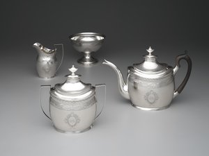 Tetera, jarra de crema, cuenco de desechos y azucarero, c.1795 de William Garret Forbes