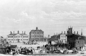 Antiguo hospital e instituciones de caridad de Liverpool, con el circo de John Cooke en primer plano, c.1826 de William Gavin Herdman