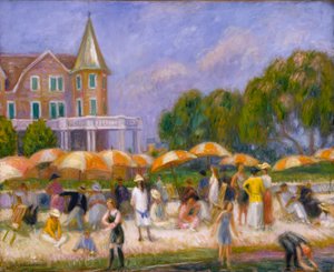 Sombrillas de playa en Blue Point de William Glackens