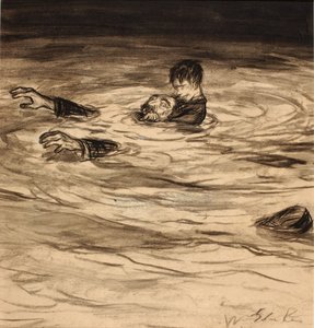 Se amontona en la espalda de Gothecore y le rodea el cuello con el brazo derecho, el habitual abrazo de garrote. de William Glackens