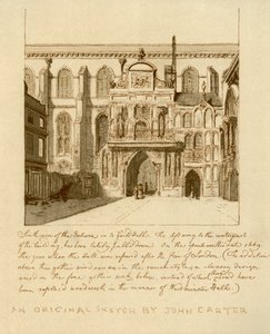 Vista sur de la entrada al Guildhall, Ciudad de Londres, siglo XVIII de William Griggs