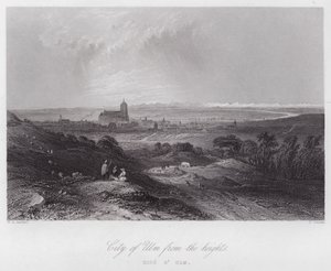 Ciudad de Ulm desde las alturas (grabado) de William H. Bartlett