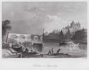 Ratisbona o Regensberg (grabado) de William H. Bartlett