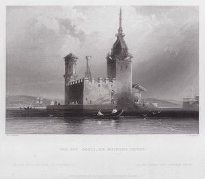 El Guz Couli, o Torre de la Doncella (grabado) de William H. Bartlett