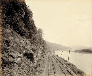 Cathedral Rocks, río Susquehanna, cerca de Meshoppen, para el ferrocarril del valle del Lehigh de William H. Rau