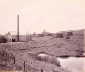 Estación de bombeo de petróleo, cerca de Athens, para el ferrocarril de Lehigh Valley de William H. Rau