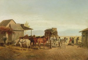 Parada de Diligencia en California, 1875 de William Hahn