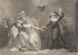 Escena dramática con tres mujeres en un interior de William Hamilton