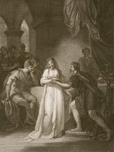 Vortigern y Rovena, grabado por Delatre, ilustración de 