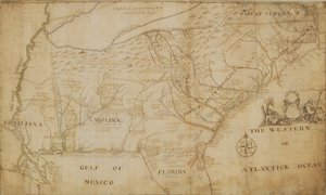 Mapa de la parte sureste de América del Norte, 1721