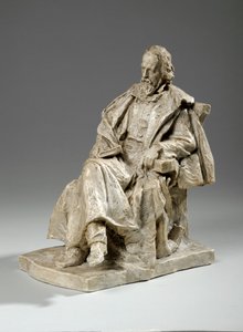 Maqueta para Alfred, Lord Tennyson sentado en Trinity College, Cambridge, c.1909 de William Hamo Thornycroft