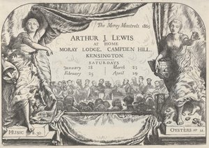 Tarjeta de invitación de los juglares de Moray de Arthur James Lewis de William Harcourt Hooper