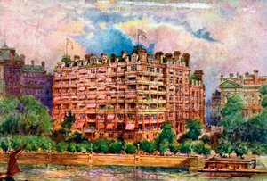 El Hotel Savoy visto desde el río Támesis, Londres, 1905