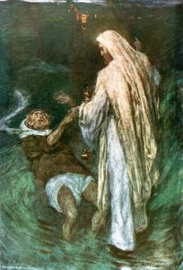 Cristo caminando sobre el mar de William Hatherell