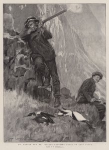 El Dr. Nansen y el Sr. Jackson disparando a los Somorgujos en el Cabo Flora