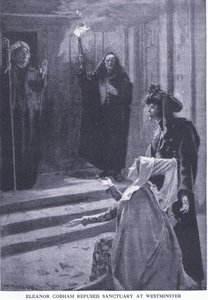 Eleanor Cobham se le niega el santuario en Westminster, de Cassells History of the British People publicado por la Waverley Book Company Limited, c.1940 de William Hatherell
