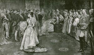 El salón de su majestad en el Palacio de Buckingham, el momento de la presentación de William Hatherell