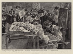 Preparativos para la Coronación, confeccionando Túnicas Reales en la Real Escuela de Bordado Artístico de William Hatherell