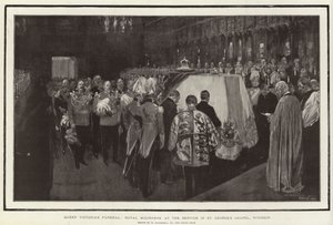 Funeral de la Reina Victoria, dolientes reales en el servicio en la Capilla de San Jorge, Windsor