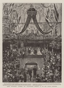 Accesión de la Reina Guillermina, la ceremonia de entronización en la Nueva Iglesia, Ámsterdam de William Hatherell
