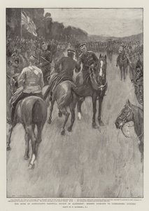 La despedida del Duque de Connaught en Aldershot, despidiéndose de los oficiales al mando de William Hatherell