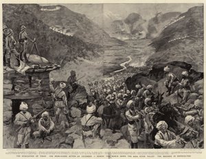La evacuación de Tirah, la acción de la retaguardia el 13 de diciembre durante la marcha por el valle del río Bara, el equipaje en dificultades