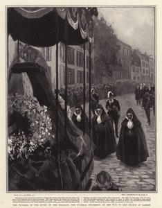 El funeral de la Reina de los Belgas, el cortejo fúnebre en camino a la iglesia en Laeken de William Hatherell