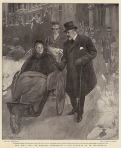 El Rey y la Emperatriz Frederick en los jardines de Friedrichshof de William Hatherell