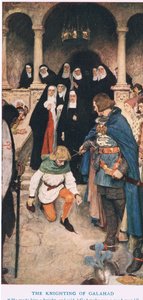 El nombramiento de caballero de Galahad, ilustración de 