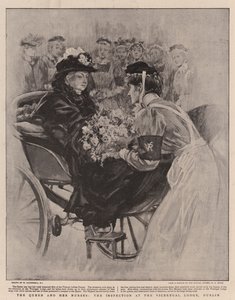 La Reina y sus enfermeras, la inspección en el Viceregal Lodge, Dublín de William Hatherell