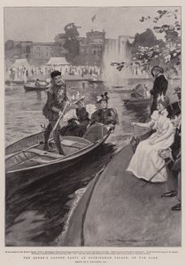 La fiesta en el jardín de la Reina en el Palacio de Buckingham, en el lago