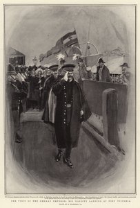 La visita del emperador alemán, Su Majestad desembarcando en Port Victoria de William Hatherell