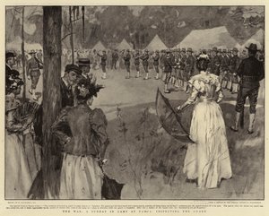 La guerra, un domingo en el campamento en Tampa, inspeccionando la guardia