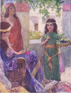 La pequeña sirvienta de la esposa de Naamán, de La Historia de la Biblia publicada por Hodder & Stoughton, c.1930