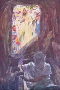 La resurrección de Lázaro, de La Historia de la Biblia publicada por Hodder & Stoughton, c.1930 de William Hatherell