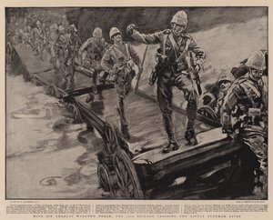 Con la fuerza de Sir Charles Warren, la 11ª Brigada cruzando el río Little Bushman