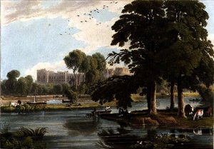 Vista del Castillo de Windsor desde los patios de recreo del Colegio Eton, grabado por Robert Havell (1769-1832) 1814 de William Havell