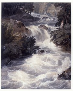 Cascada en Ambleside, vista a través de una ventana