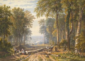 Leñadores en Park Place, Henley, el río Támesis al fondo, ca. 1826