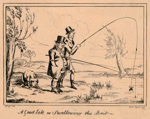 Un buen bocado o tragando el anzuelo, 1835 de William Heath