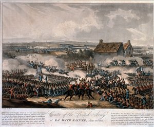 Centro del ejército británico en La Haye Sainte durante la batalla de Waterloo, grabado por Thomas Sutherland, 1816 de William Heath