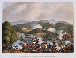 La Batalla de Quatre Bras el 16 de junio de 1815, grabado por Thomas Sutherland, 1815