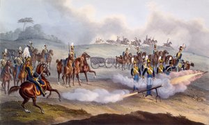 La Artillería Real Británica - Tropa de Cohetes, 1835 de William Heath