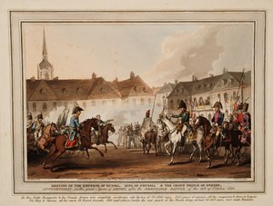 El encuentro de los emperadores de Rusia y Austria, el rey de Prusia y el príncipe heredero de Suecia en Lei de William Heath