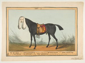 A la venta con todos sus compromisos-El famoso caballo de carreras Woolsack, 29 de junio de 1829 de William Heath